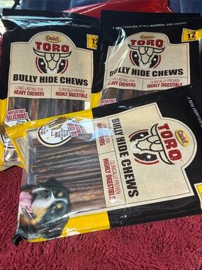 NEW Cadet TORO Bully Hide Chews All-Natural Dog Chews 9-12" 12-count, 3-pack